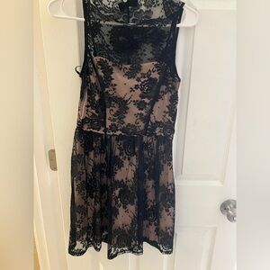 City Studio Black and Tan Babydoll Mini Dress